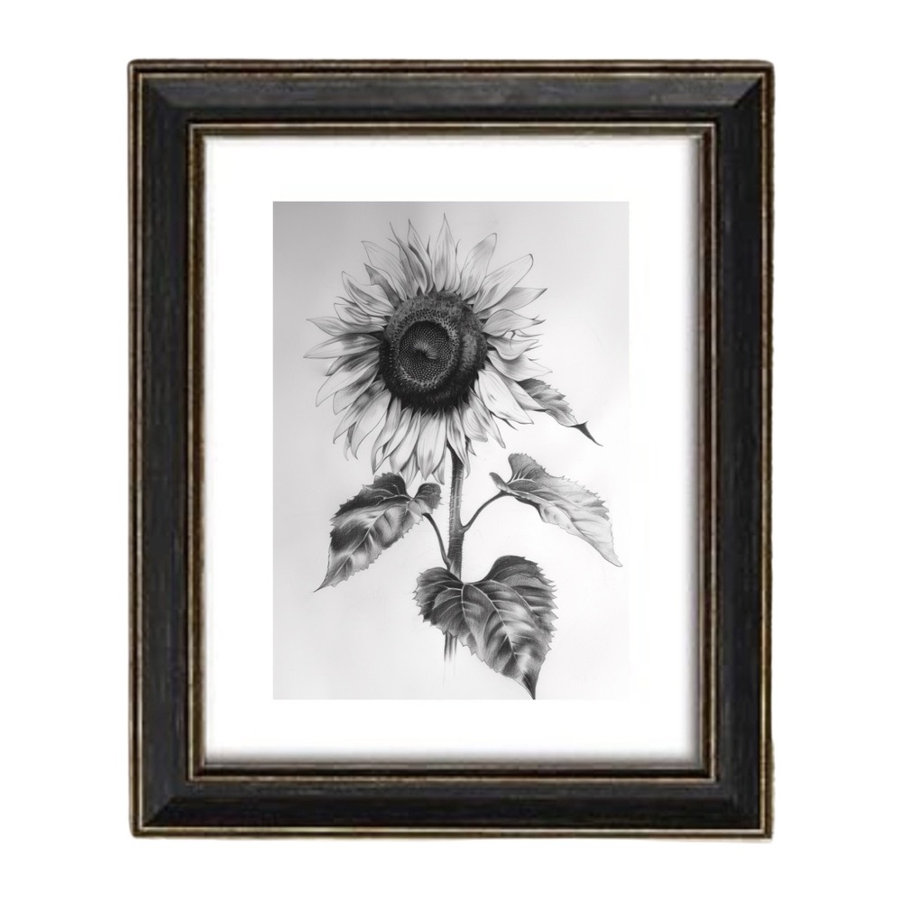 Sunflower Charcoal Sketch Wall Art